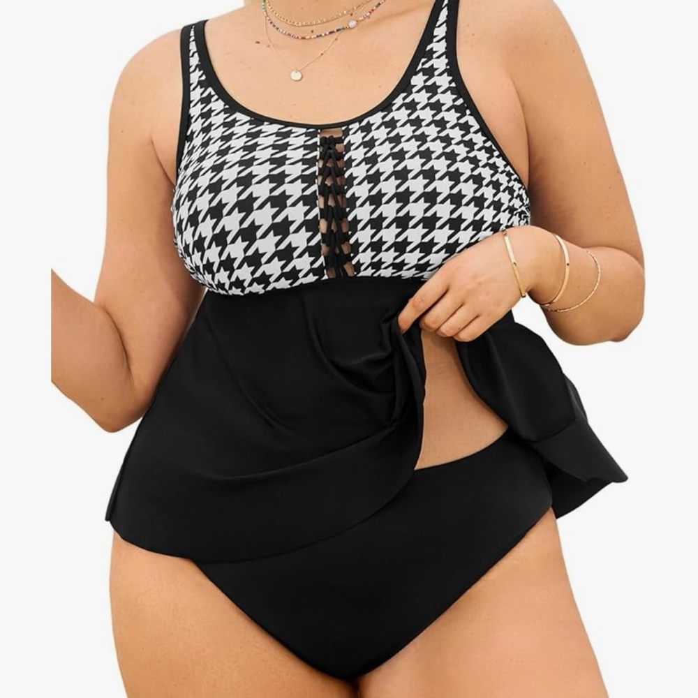 Black and White Houndstooth Women's Swimwear